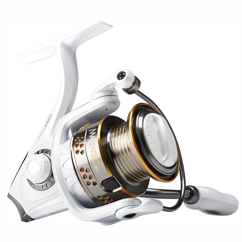 Abu Garcia MAXPROSP5 Max Pro Spinning Aluminum Lightweight Right and Left Handed Front Drag Fishing Reel with Aluminum Spool, Size 5, White