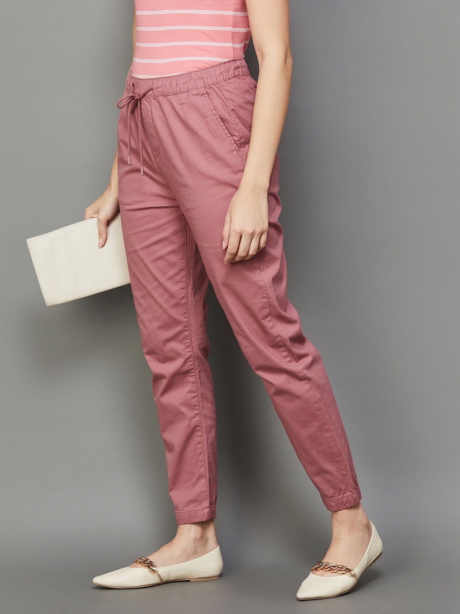 Code by Lifestyle Pink Cotton Joggers