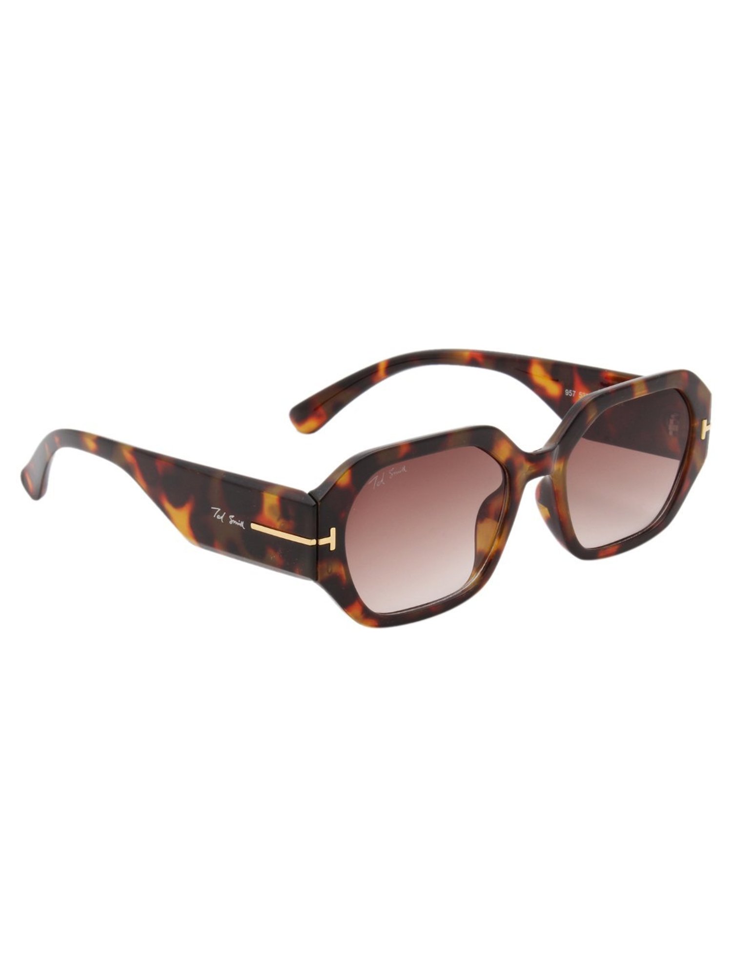 Ted Smith Brown Hexagon UV Protection Unisex Sunglasses