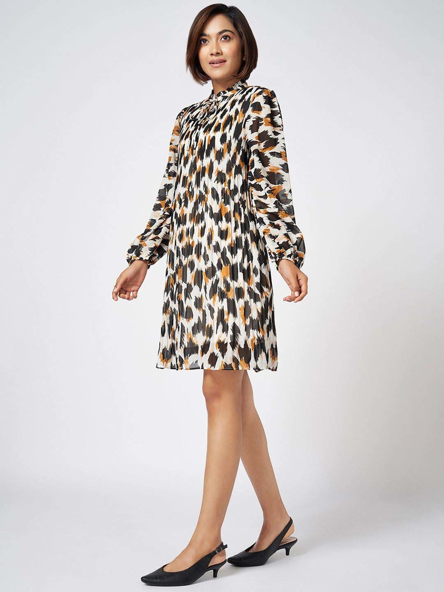 Annabelle by Pantaloons White Printed A-Line Dress