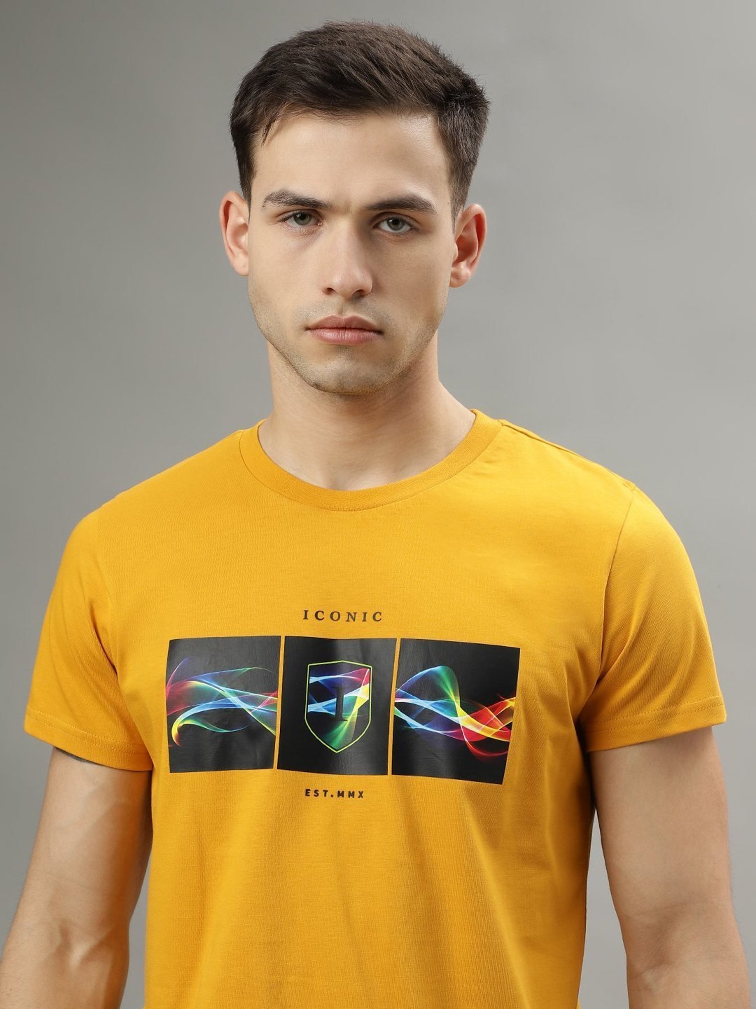 Iconic Men Graphic Regular Fit Cotton T-shirt