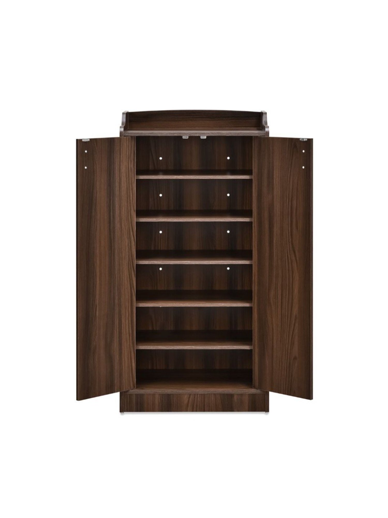 Nilkamal Claymont Walnut Brown Engineered Wood 2 Door Shoe Cabinet with 6 Shelf