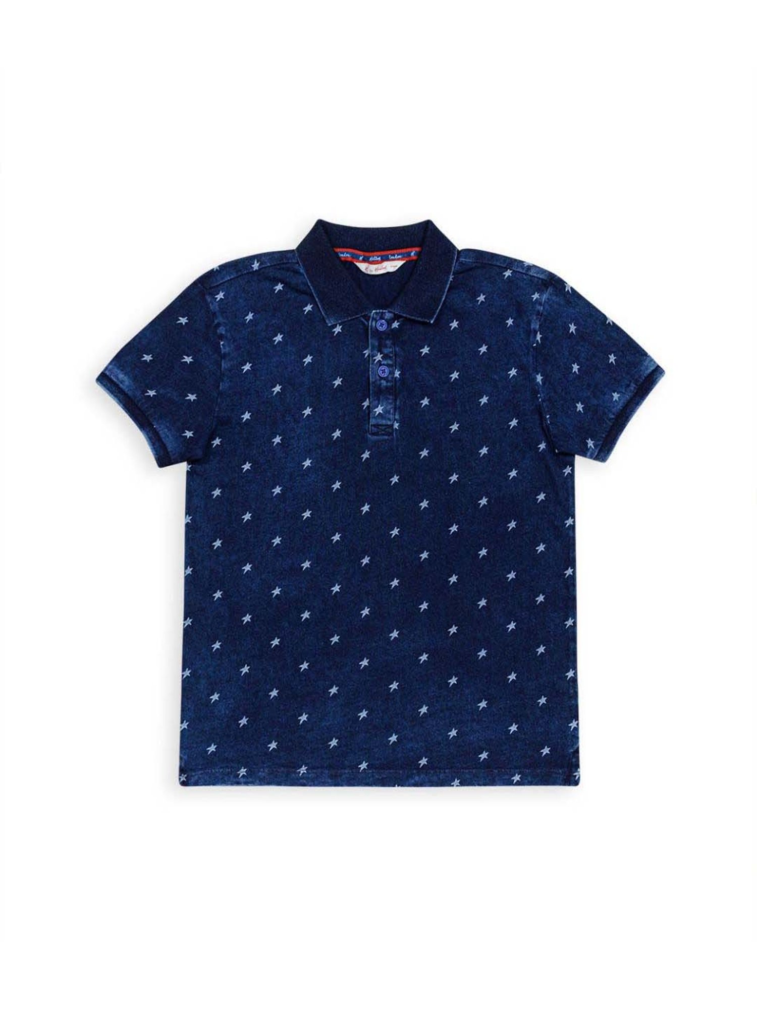 H by Hamleys Kids Navy Cotton Printed Polo T-Shirt