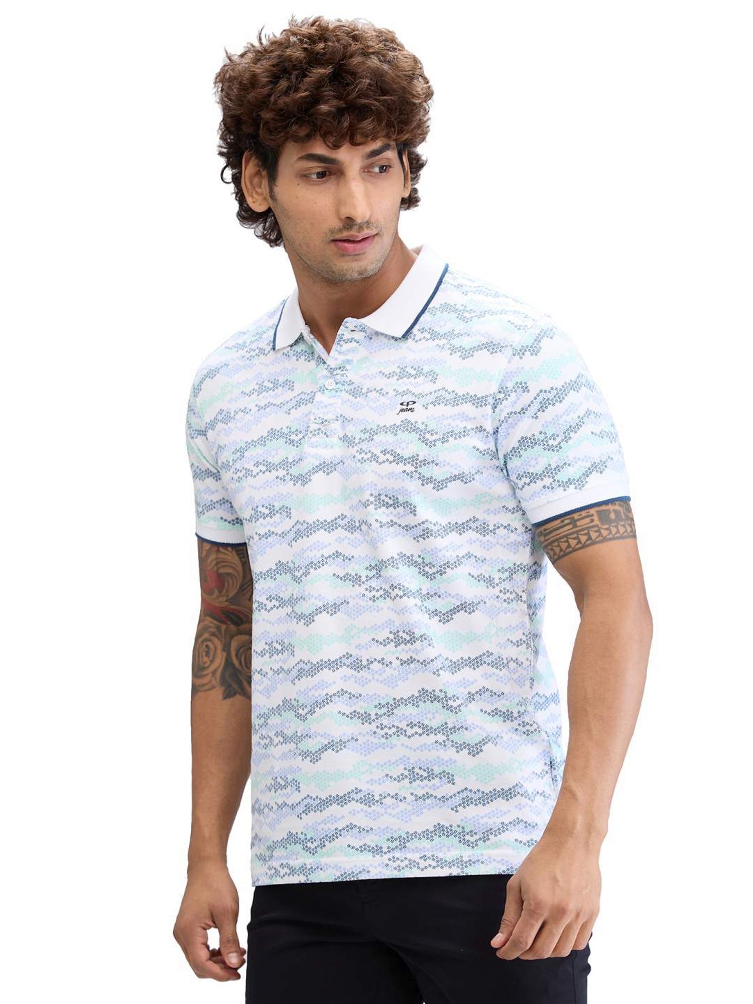 Colorplus White Regular Fit Printed Polo T-Shirt
