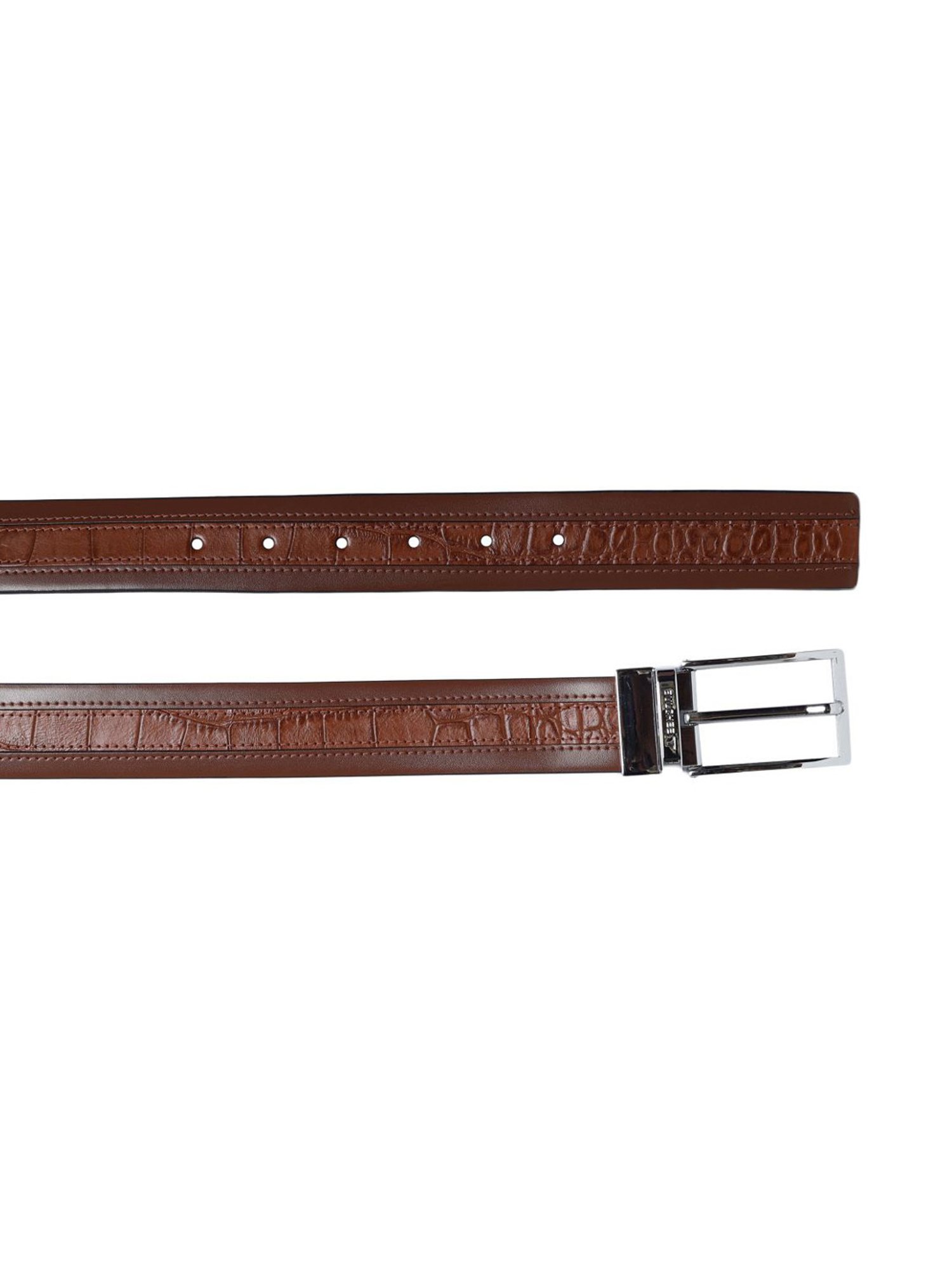 Bulchee Black & Brown Leather Textured Reversible Belt