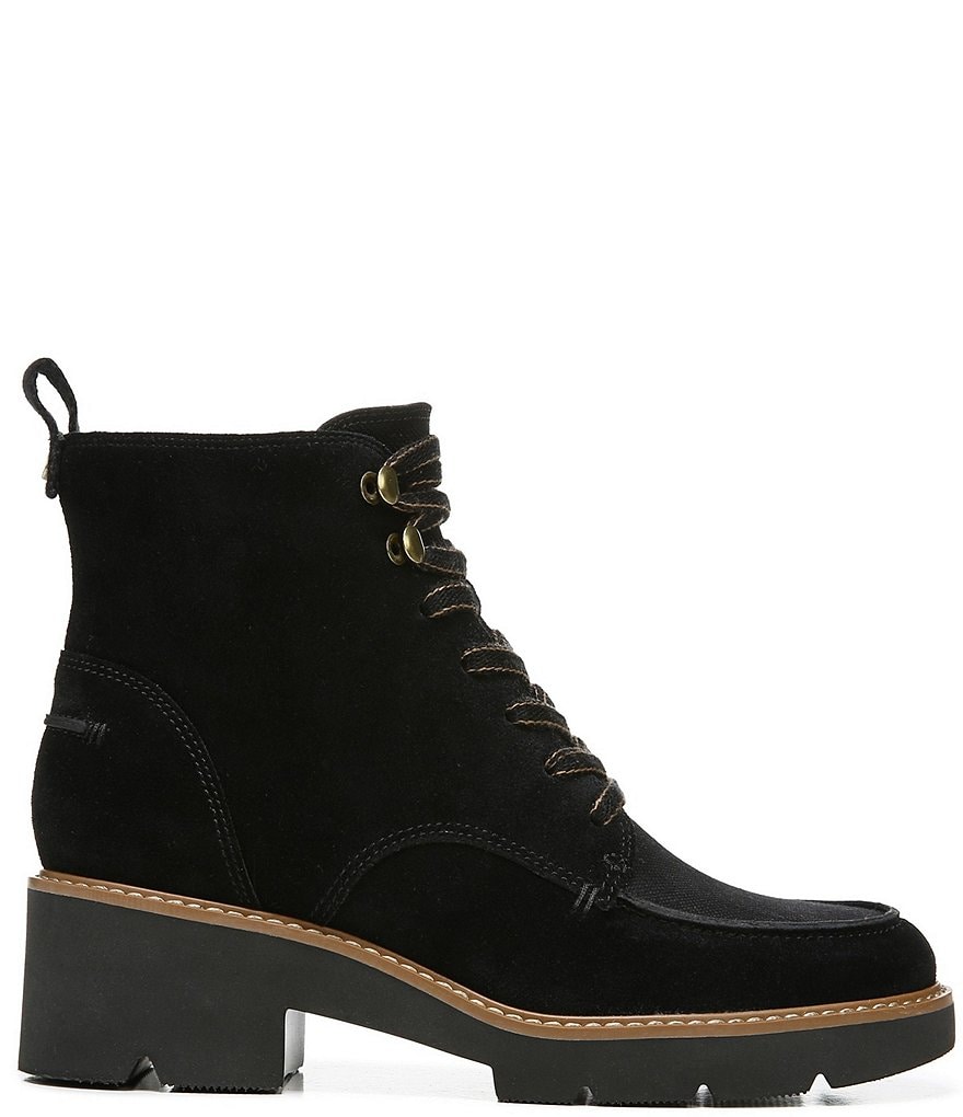Naturalizer Dara Water Repellent Canvas And Leather Lace-Up Moto Booties