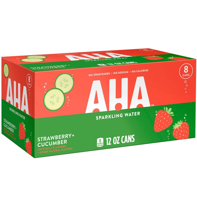 AHA Strawberry + Cucumber Sparkling Water - 8pk/12 fl oz Cans
