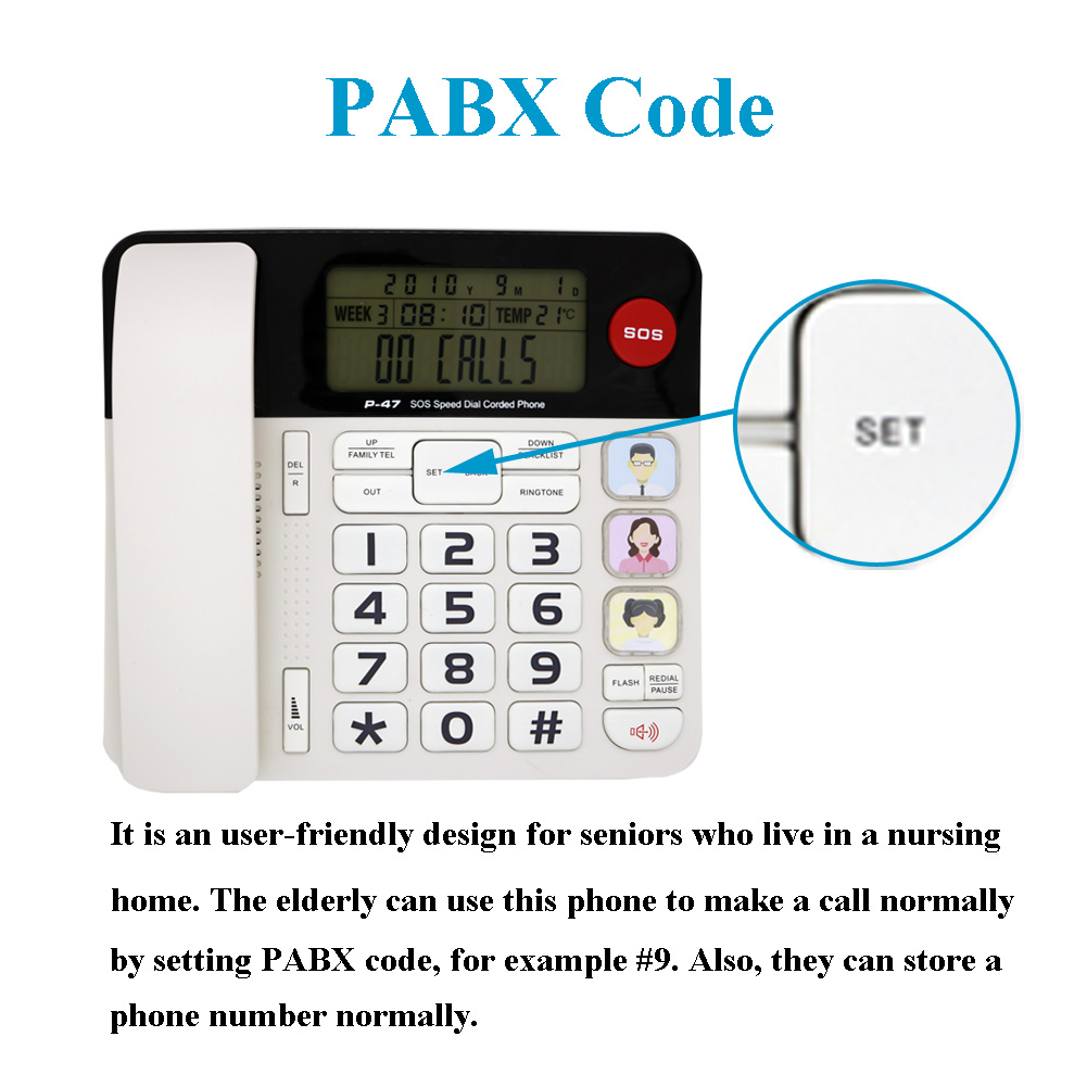 KerLiTar P047W Home Landline Phone with Caller ID Upgrade Corded Phone for Home with Luminous&Large Button/Clear Volume/SOS Emergency Button/Speed Dial Memory/Blacklist