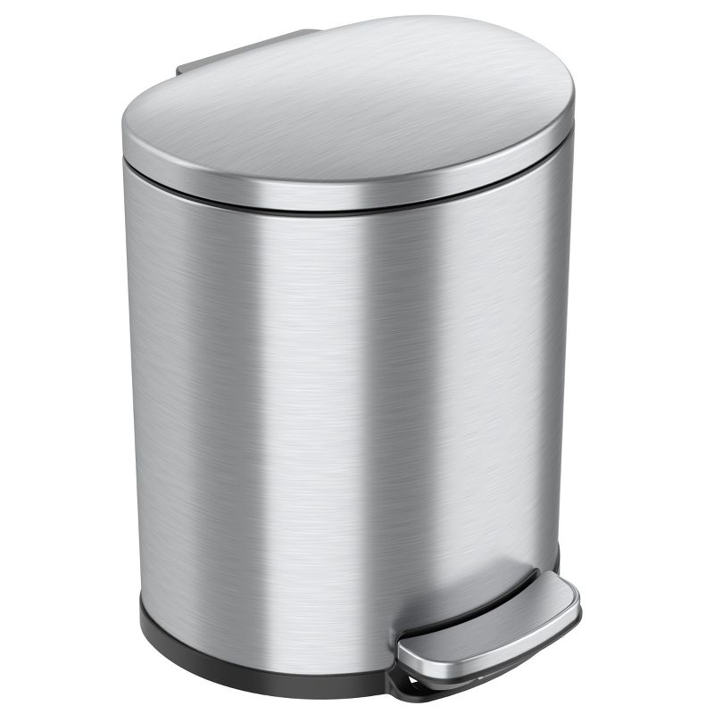 iTouchless Step Pedal Kitchen Trash Can with AbsorbX Odor Filter and Removable Inner Bucket 5 Gallon Semi-Round Stainless Steel