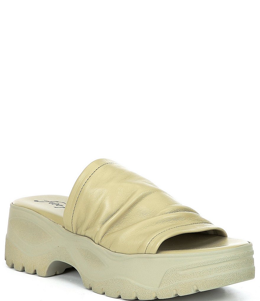 Free People Poolslide Sporty Scrunch Leather Platform Sandals