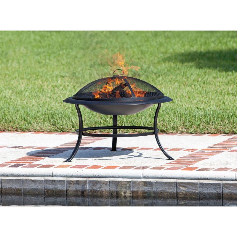 Tokia Round Wooden Black Fire Pit - Fire Sense