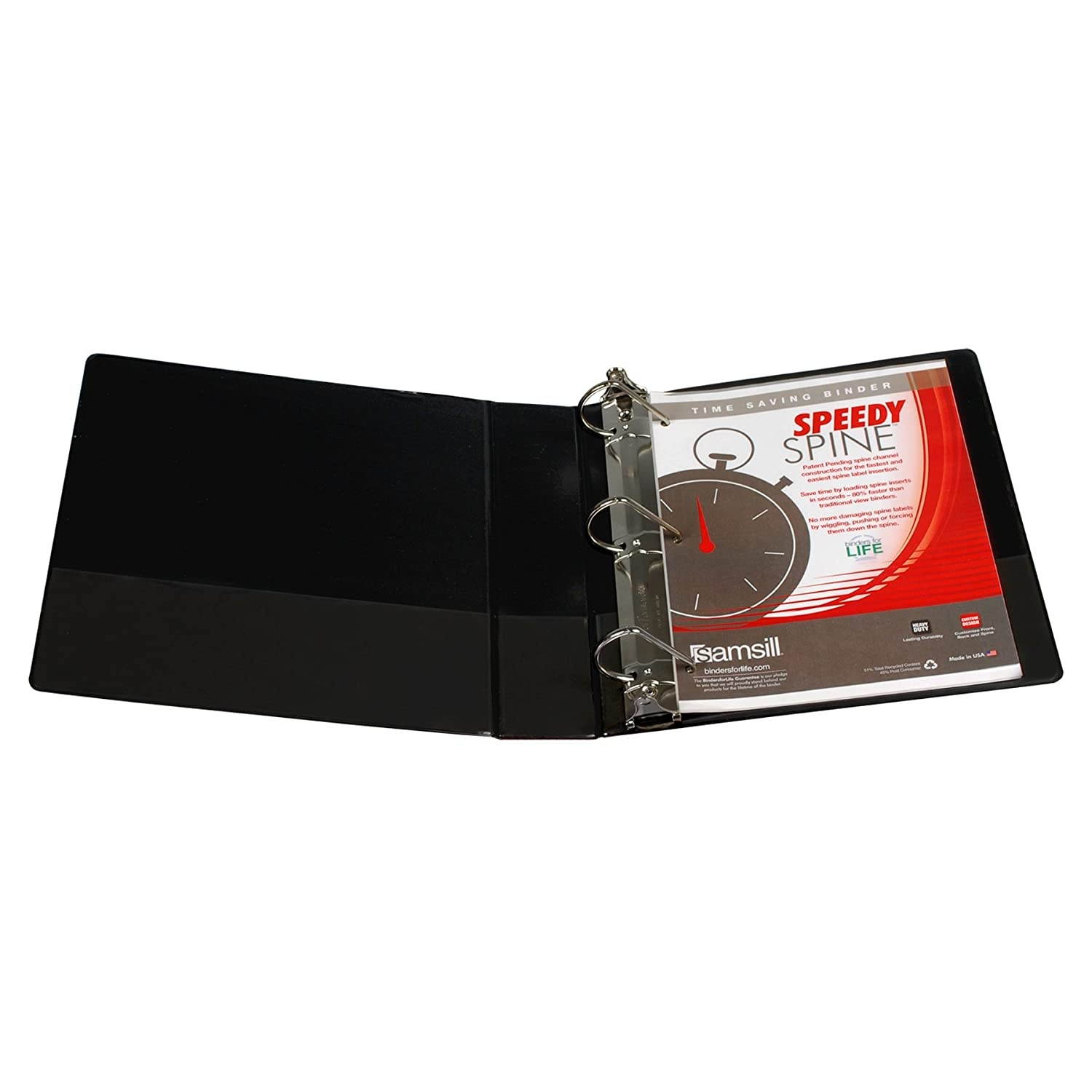Samsill 2-Inch Speedy Spine Angle-D Ring View Binder, Black (19160C)