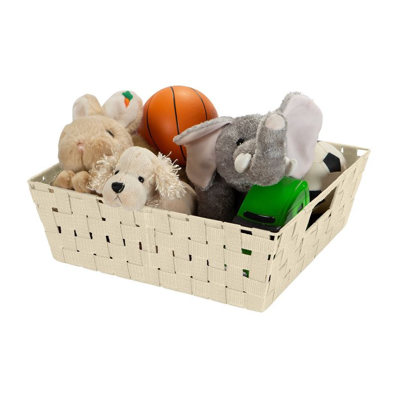 Simplify Large 13" Woven Strap Storage Bin Ivory