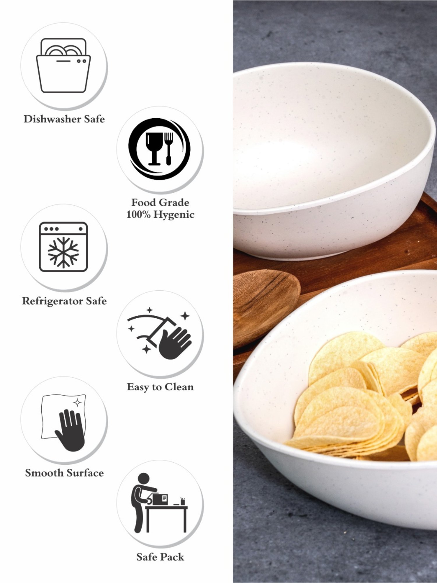 Stehlen White Melamine Retro Bowl - Set of 2