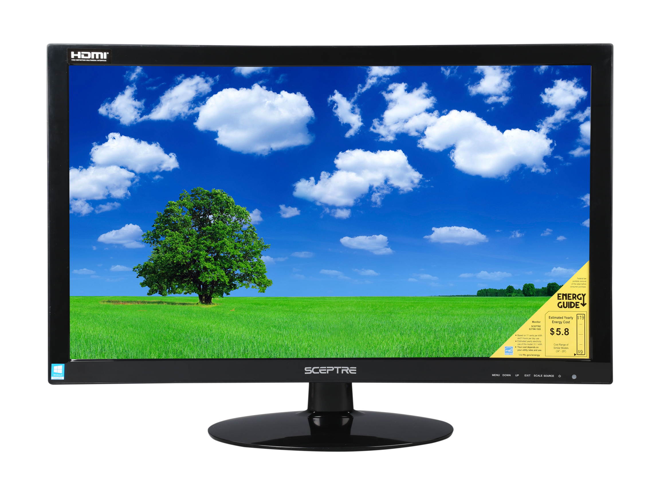 Sceptre E205W-1600 20" 1600 x 900 HD+ Resolution 75Hz 5ms 2xHDMI VGA Built-in Speakers Ultra Thin LED Backlit LCD Monitor