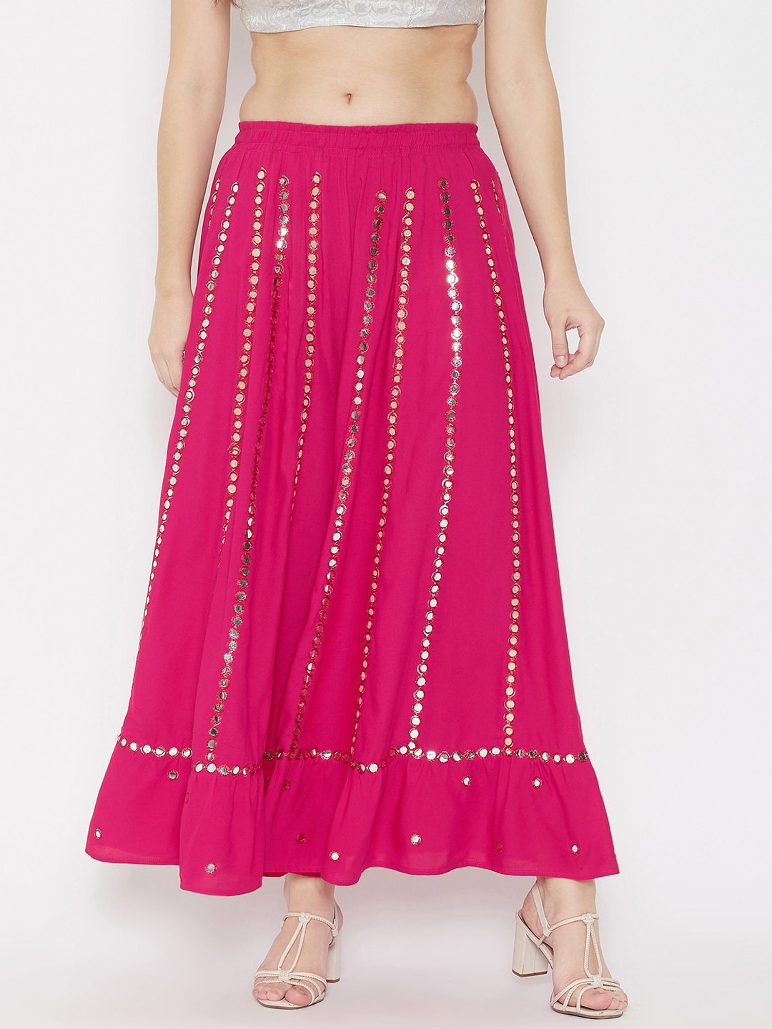 Castle Pink Mirror Work Palazzos