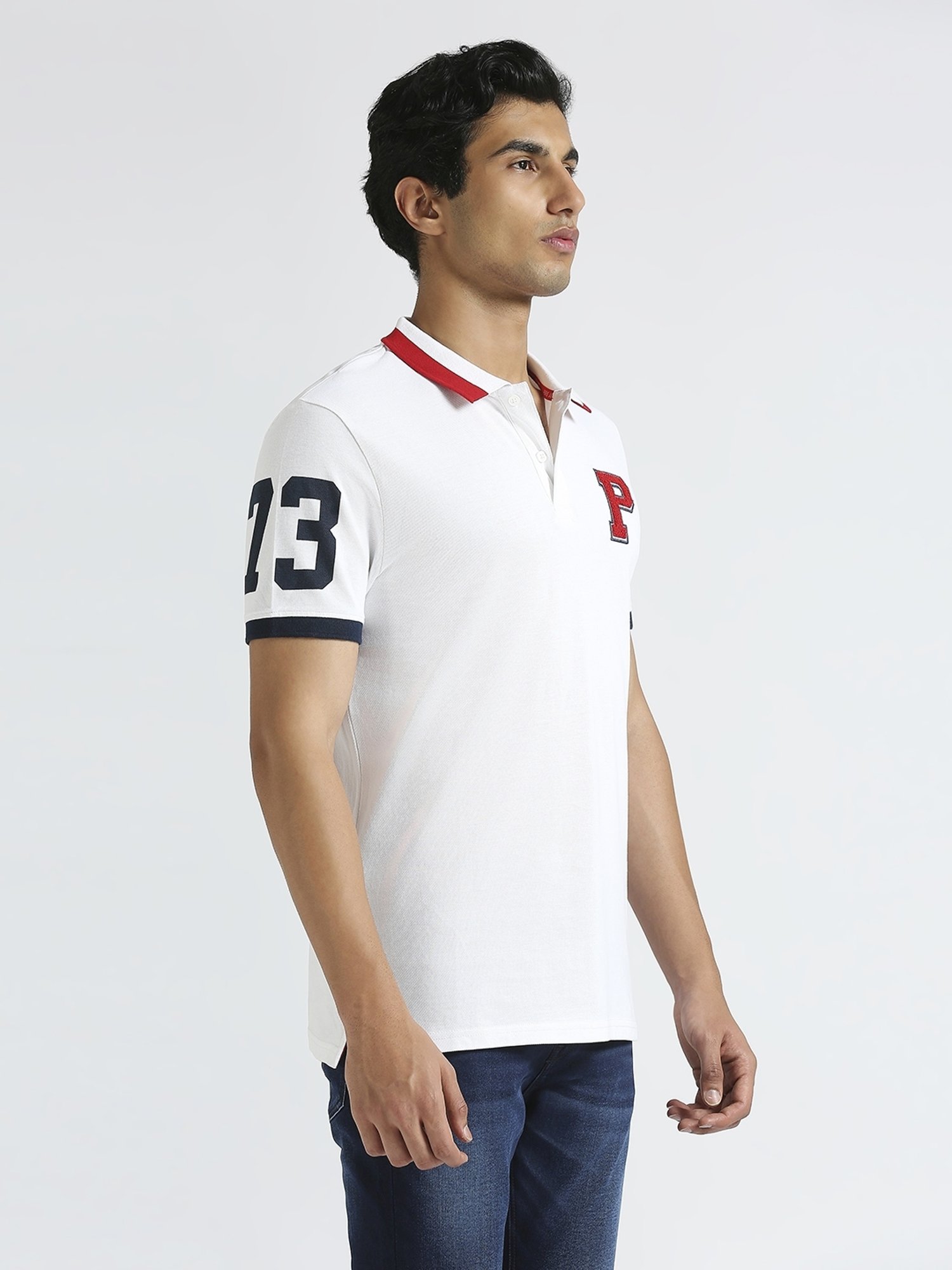 Pepe Jeans White Cotton Regular Fit Printed Polo T-Shirt