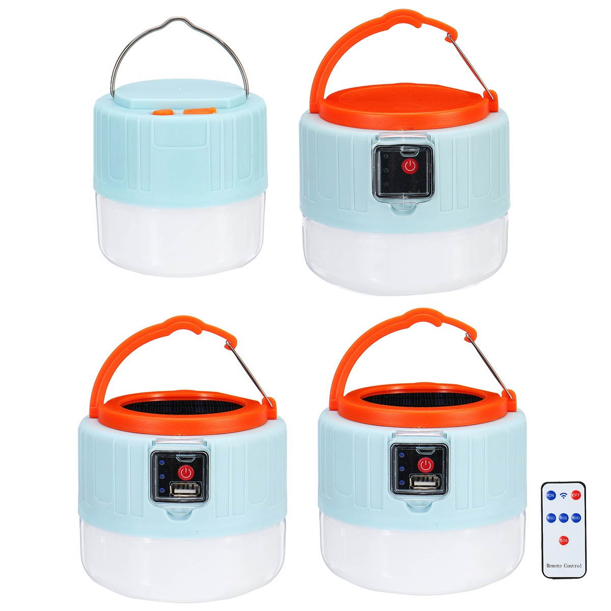 Remote Control Solar LED Camping Lantern USB Rechargeable Light Bulb Tent Light Solar Bulb Light-Digital Display