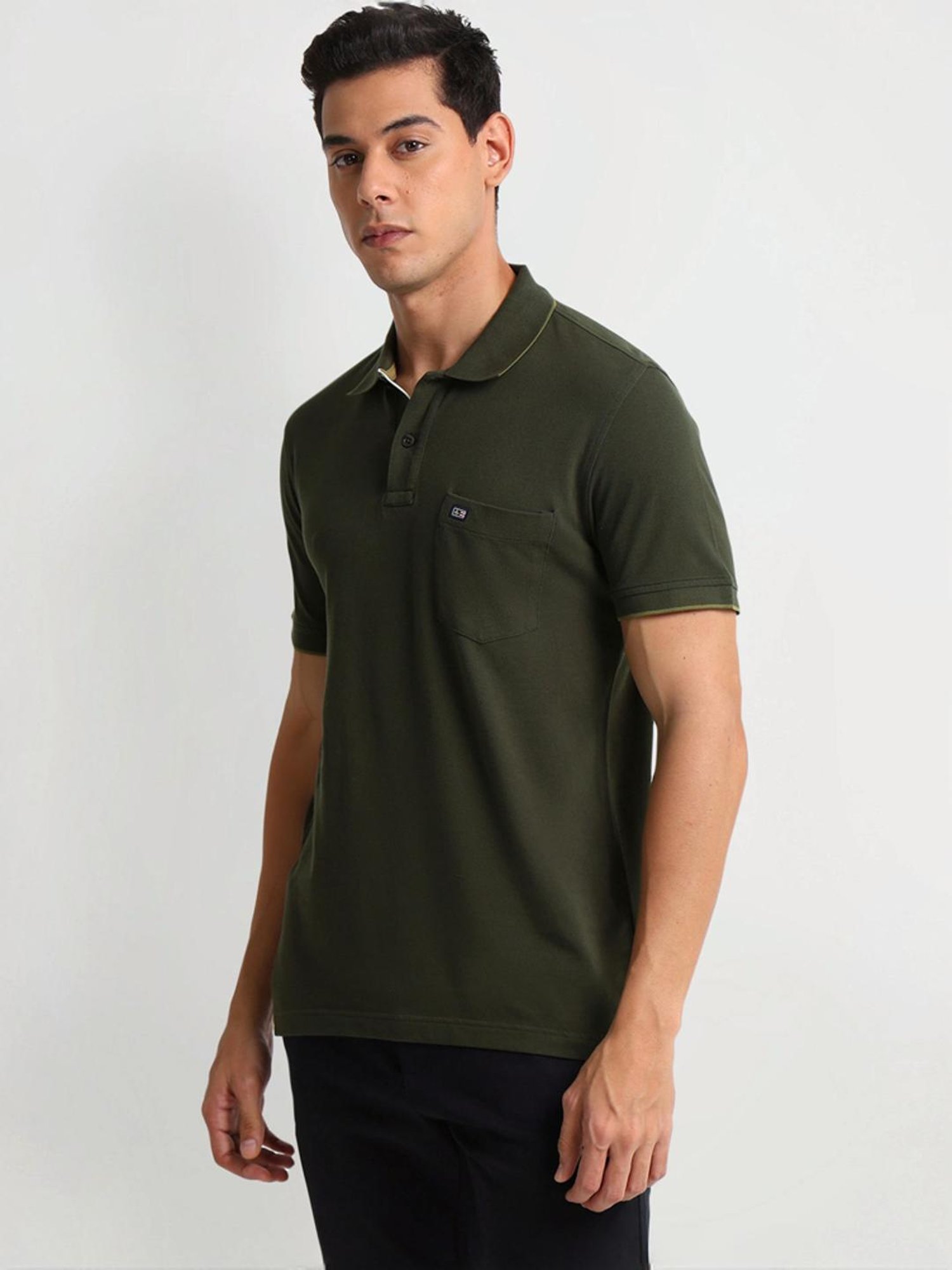Arrow Sports Green Regular Fit Polo T-Shirt