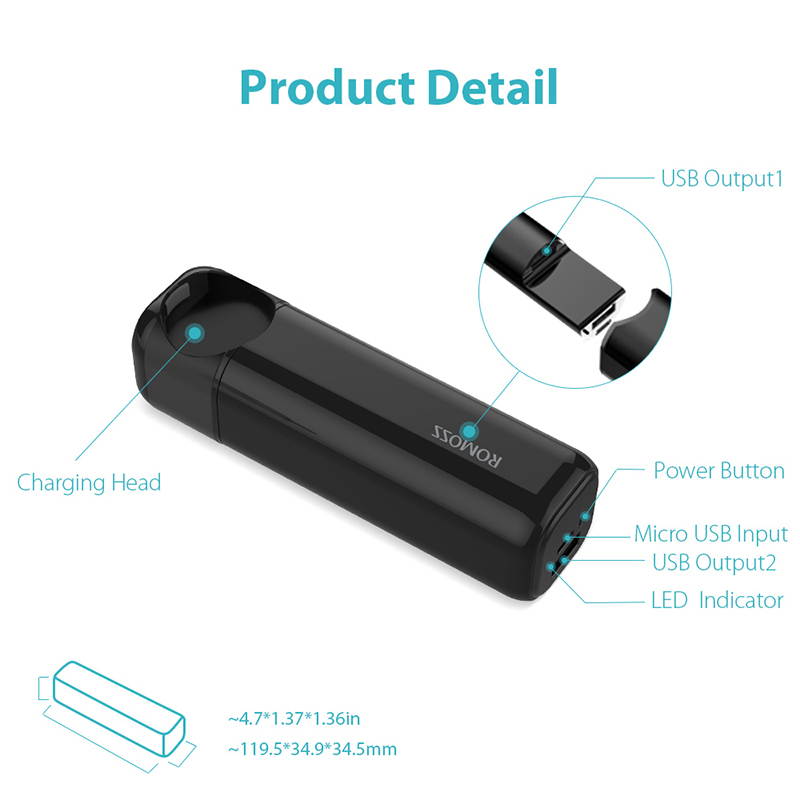 ROMOSS Apple Watch Charger, 3250mAh Portable Charger for All Apple Watch Series, Dual Port 2A Output for iPhone X/8 Plus/8/7Plus/7/6 Plus/6S and more USB devices-White (Apple Watch Cable Not Included)