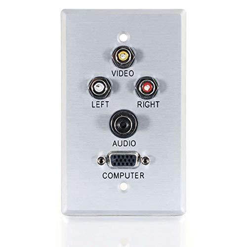 C2G/Cables to Go 40498 VGA, 3.5mm Audio, Composite Video and RCA Stereo Audio Pass Through Single Gang Wall Plate