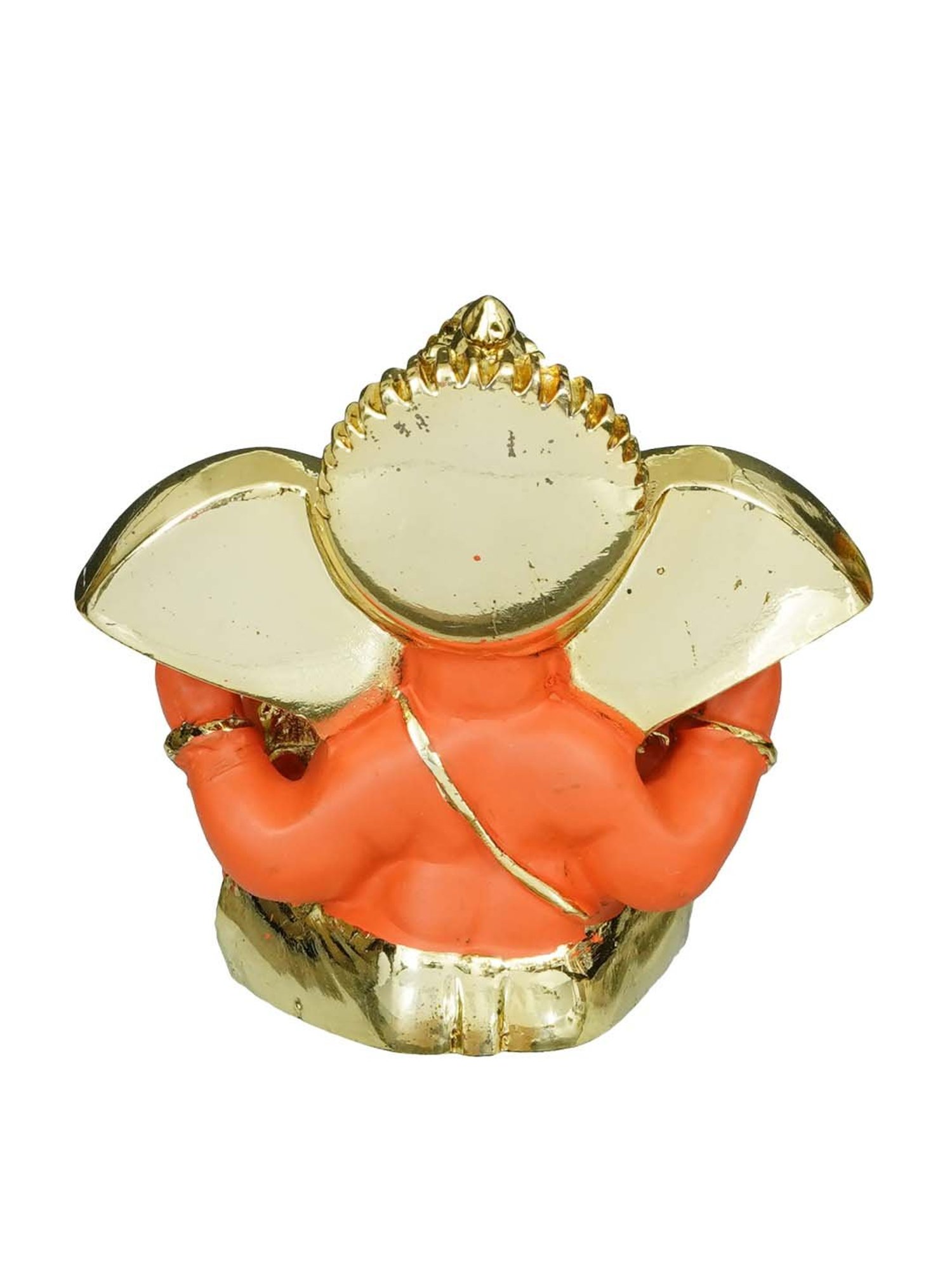 eCraftIndia Gold Plated Orange Siddhivinayak Ganesha Idol for Home/Temple/Office/Car Dashboard