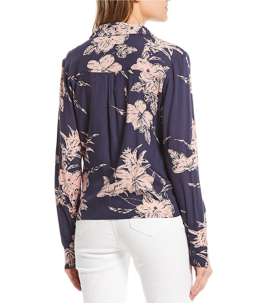 Roxy Not Now Printed Long-Sleeve Blouse