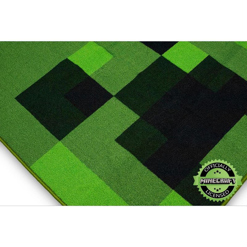 3'x3' Square Loomed Accent Rug Green - Minecraft