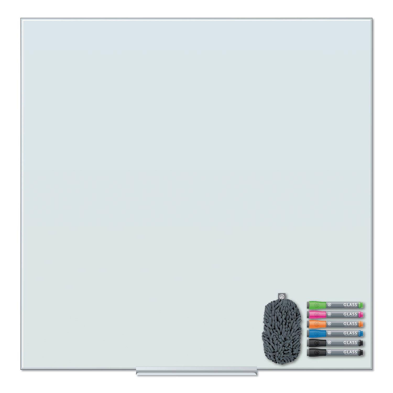 Floating Glass Dry Erase Board, 36 x 36, White 3976U0001