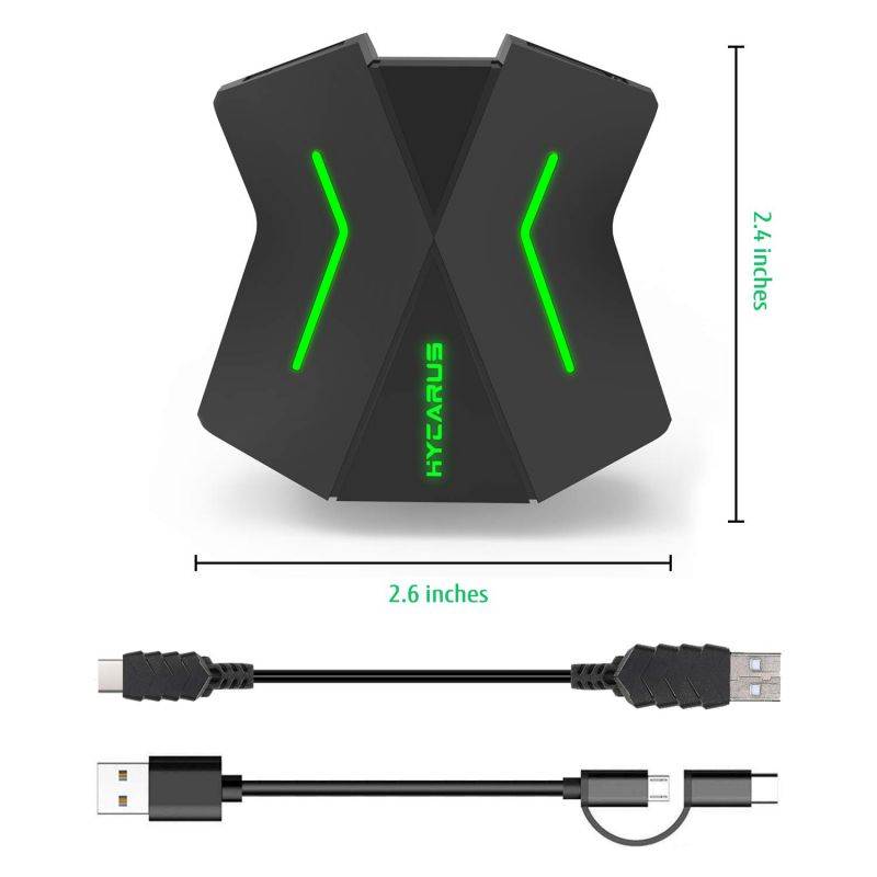 [Support 3.5mm Headset] HYCARUS Keyboard and Mouse Adapter for Nintendo Switch/Xbox One/ PS4/ PS3, PS4 Keyboard Adapter & Xbox Keyboard Adapter. Perfect for Games Like FPS, TPS, RPG and RTS, etc.