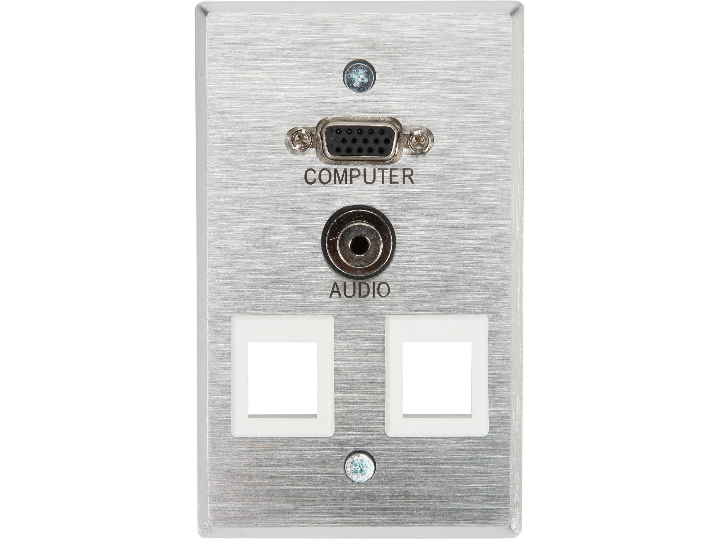 C2G 40544 VGA and 3.5mm Audio Pass Through Single Gang Wall Plate with Two Keystones, Brushed Aluminum