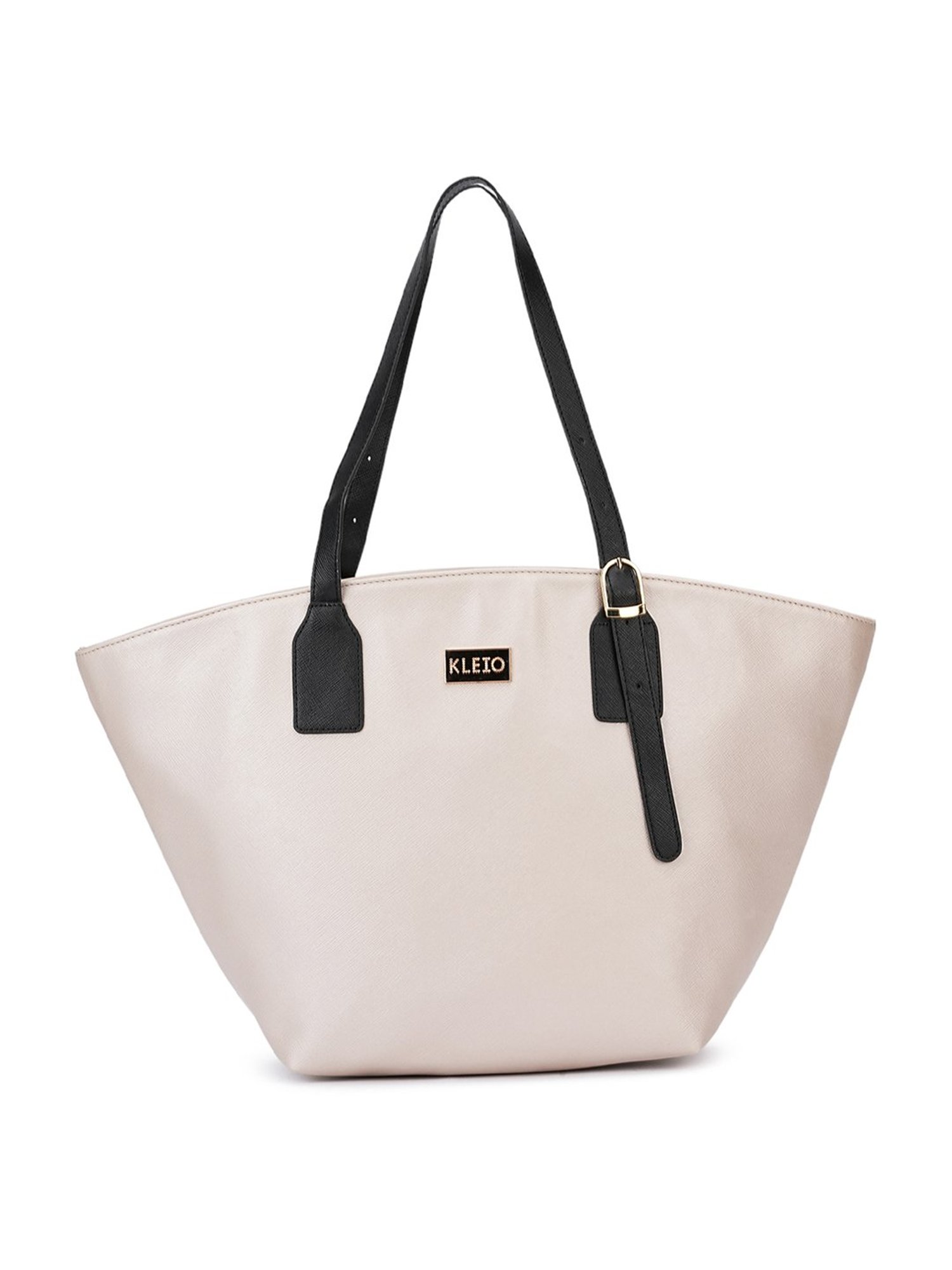 KLEIO Beige Large Leather Tote Handbag