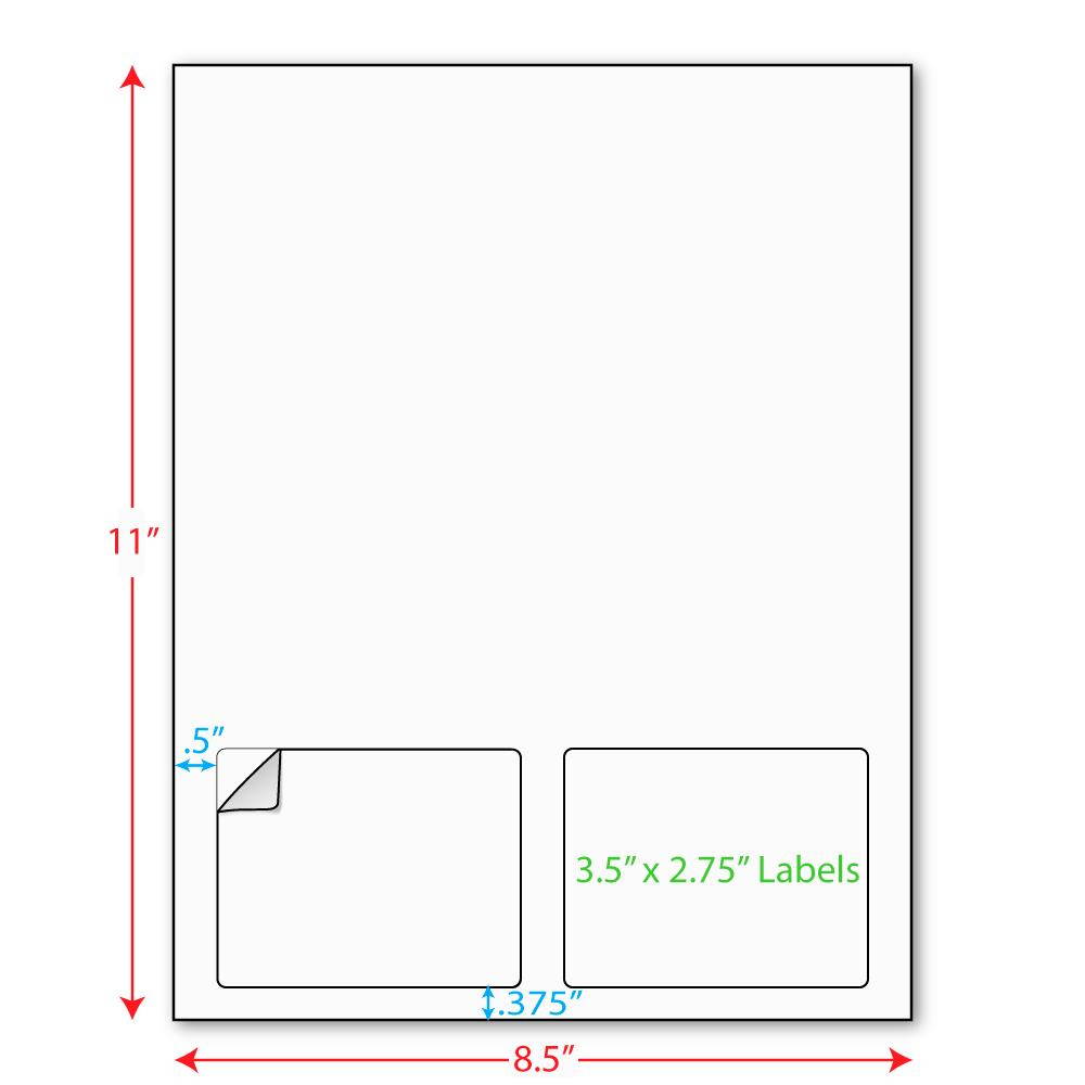 3-1/2" x 2-3/4" (3.5" x 2.75") Integrated Laser Label Form Sheets, 2 Up Labels (Carton of 1000)