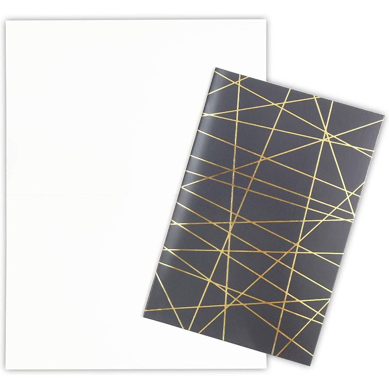 24 Count Geometric Gold Foil Notecards Invitation Cards with Envelopes in 6 Designs for Wedding and Party, 4" x 6"