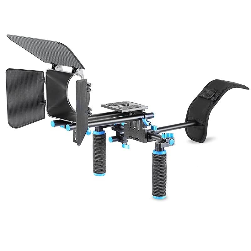 DSLR Movie Video Making Rig Set System Kit for Camcorder or DSLR Camera Such as Canon Nikon Sony Pentax Fujifilm Panasonic,Include:(1) Shoulder Mount+(1) 15mm Rail Rod System+(1) Matte Box