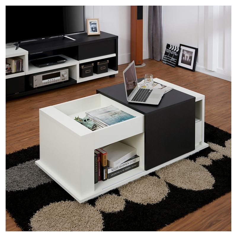 Carmine Modern Two-Tone Slide Top Storage Coffee Table White/Black - HOMES: Inside + Out