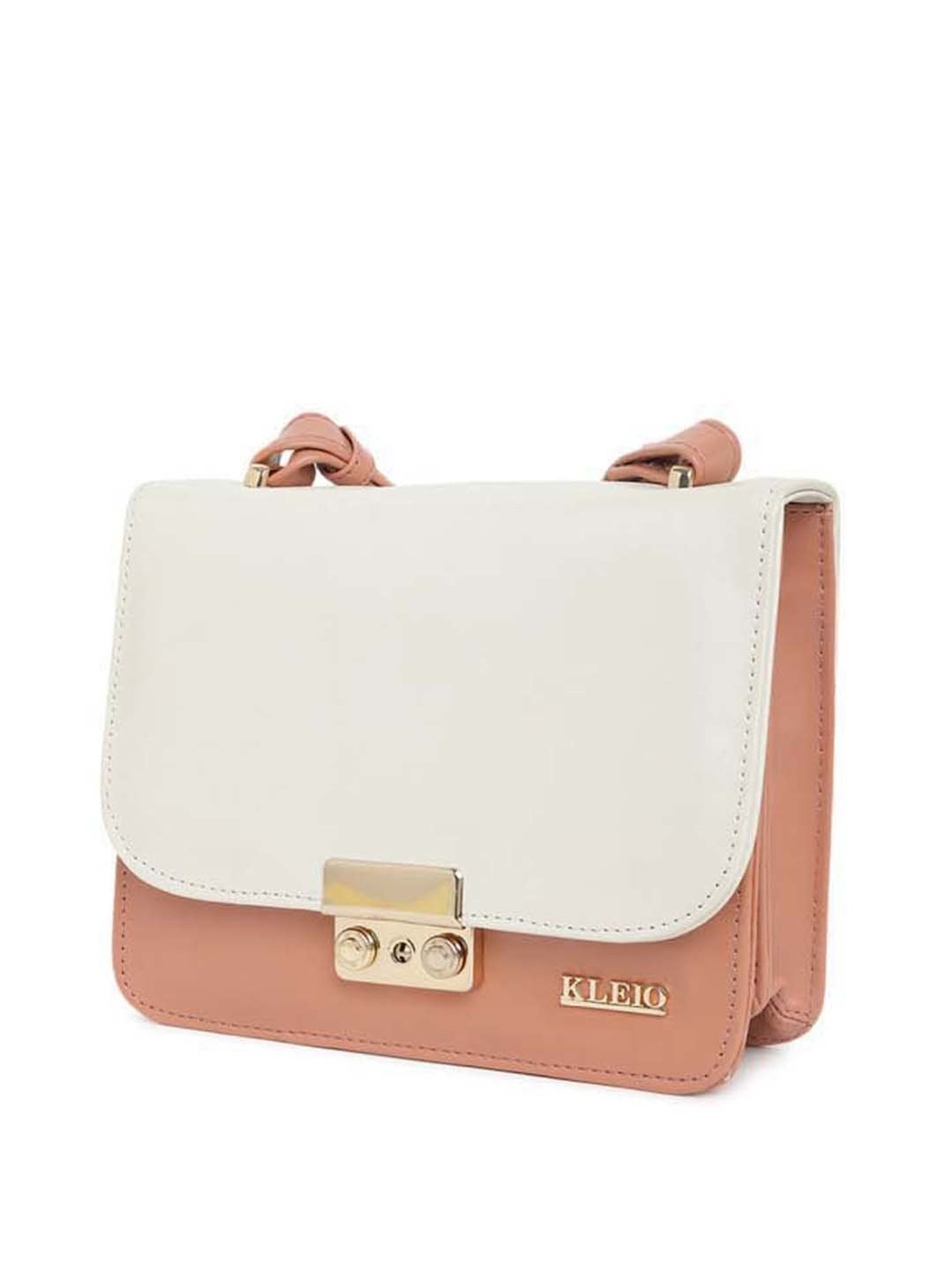 KLEIO Peach Solid Medium Sling Handbag
