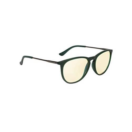 GUNNAR Gaming and Computer Eyewear/Menlo, Amber Tint - Patented Lens, Reduce Digital Eye Strain, Block 65% of Harmful Blue Light (Emerald Frame, Amber Lens) - PC; Mac; Linux