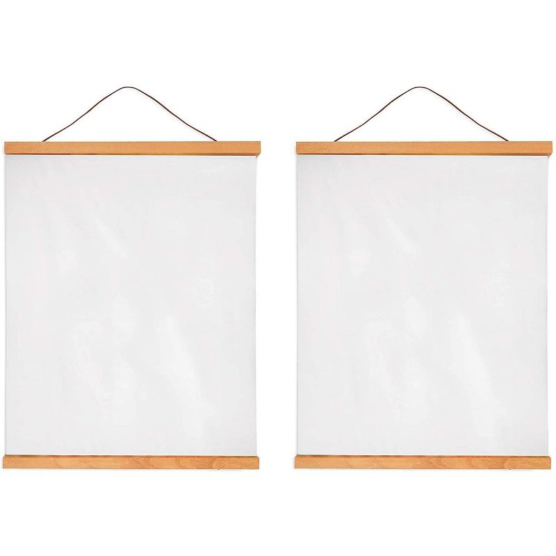 Okuna Outpost 2 Pack Wood Poster Hanger Frame, Magnetic Scroll for Wall (17 x 0.25 x 0.75 in)