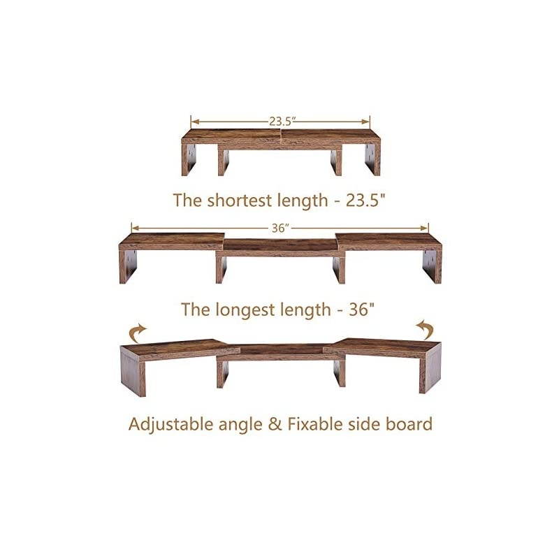 Monitor Stand Riser Adjustable Screen Stand for Laptop ComputerTVPC Multifunctional Desktop Organizer Retro Brown