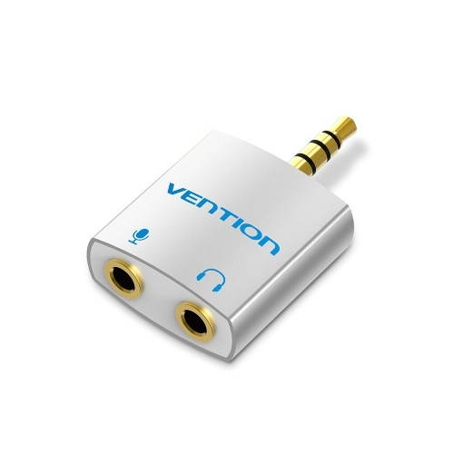 VENTION 3.5mm Audio Adapter Audio Splitter with Mic 1 Male to 2 Female Audio Adapter for Headphone PC Mobile Phone Silver