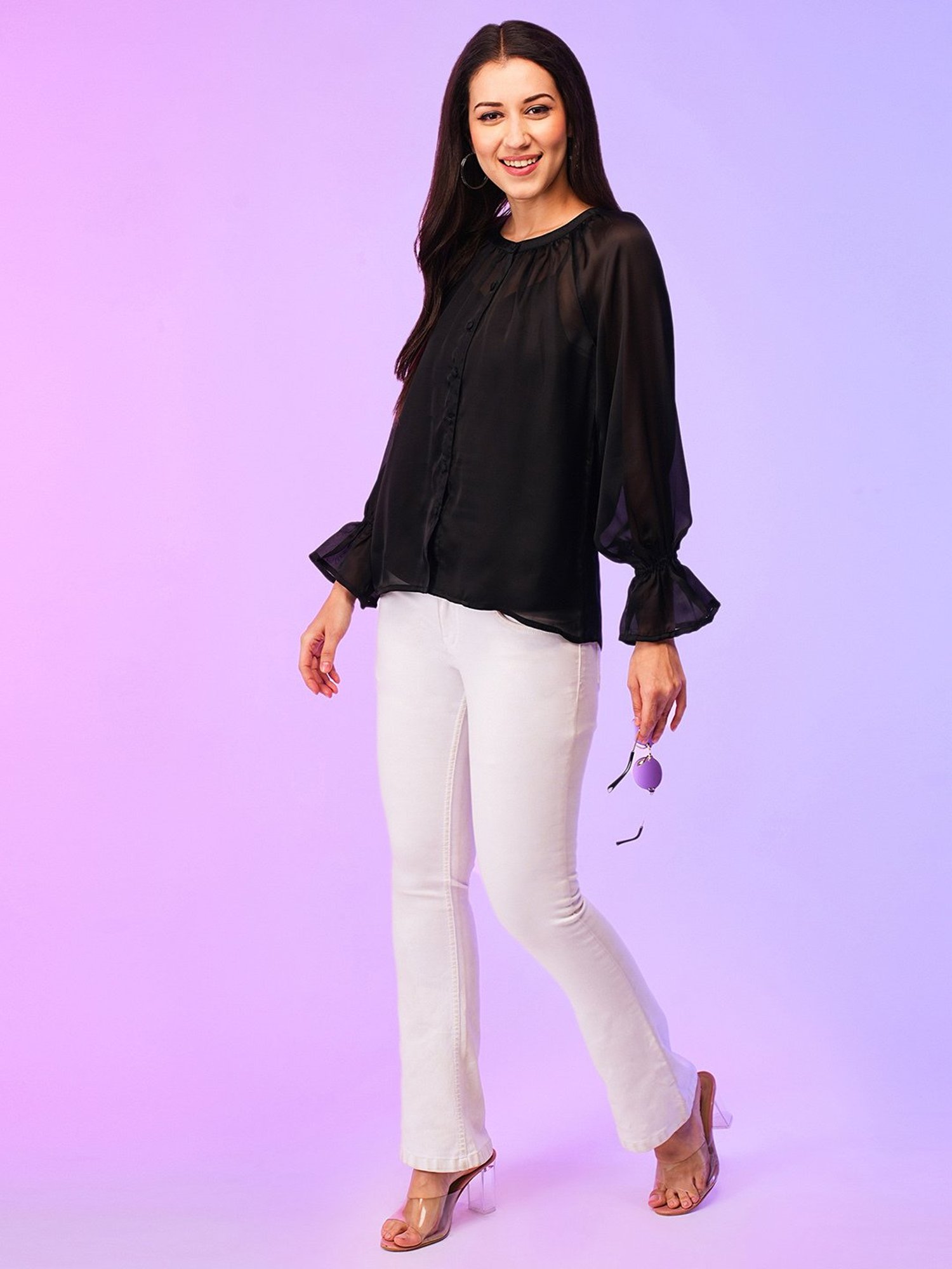 Globus Black Regular Fit Top