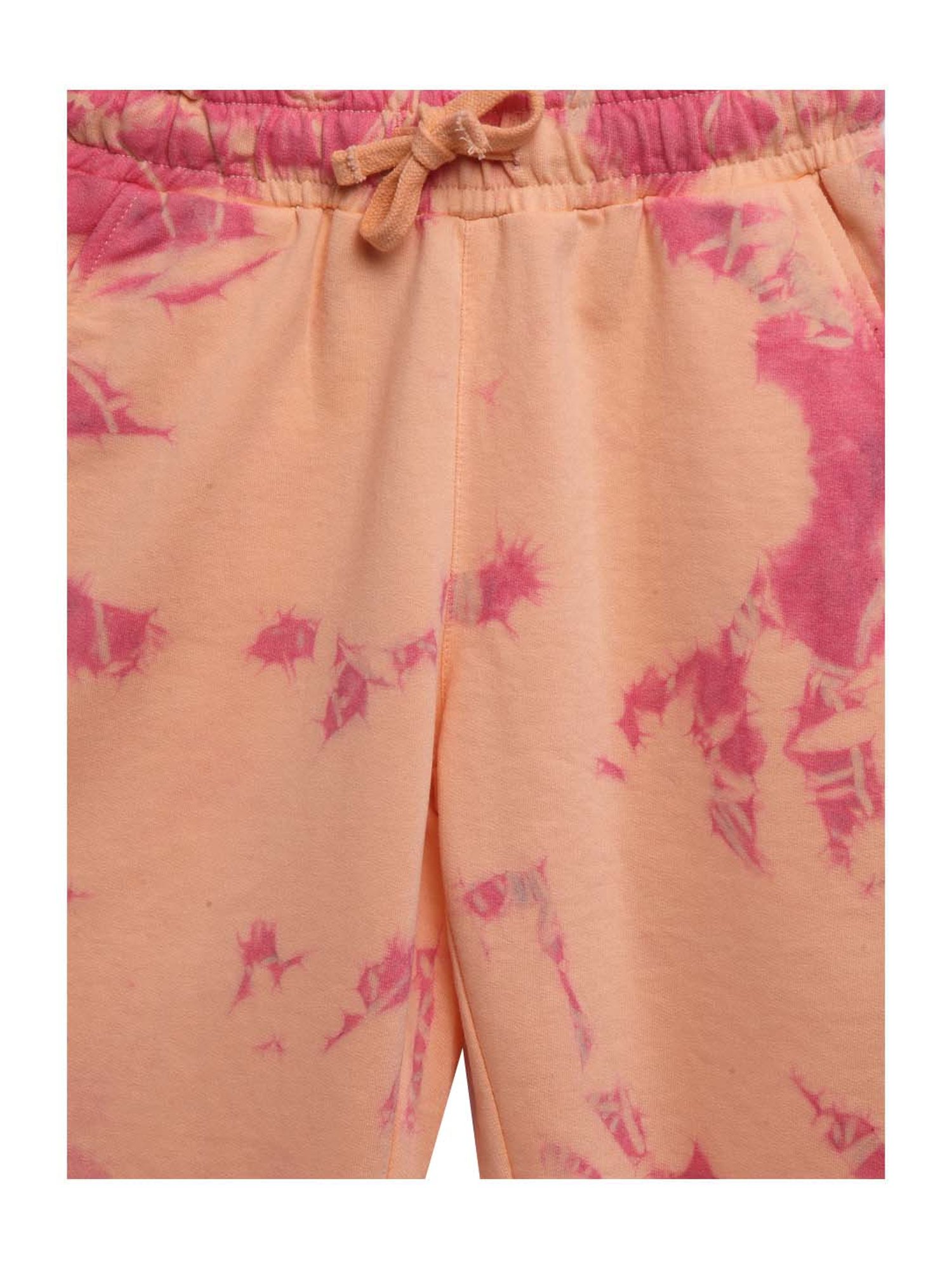 Lil Tomatoes Kids Peach Cotton Printed Joggers