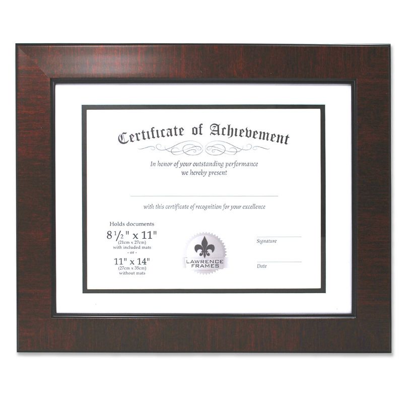 11" x 14" matted to 8.5" x 11" Faux Mahogany Burl Document Frame - Lawrence Frames