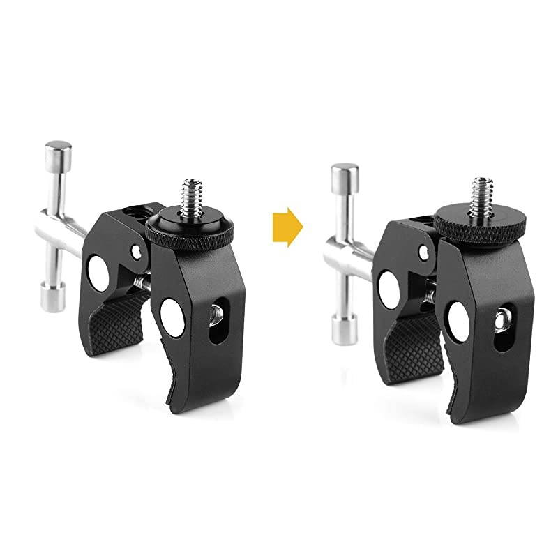 Super Clamp Photography Camera Crab Clamp with 1420 to 14 20 Screw Converter for 15mm RodsLightsUmbrellasShelvesCross Bars and More