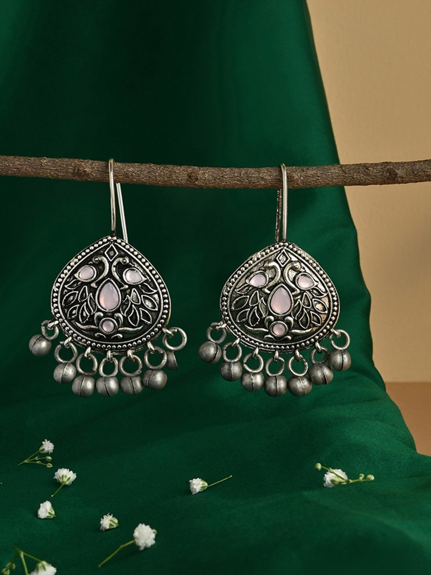 Fida Red Bridal Kundan Drop Earrings for Women