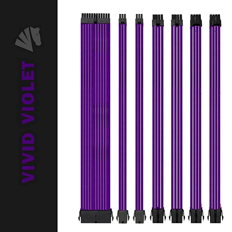 Customization Mod Sleeve Extension Power Supply Cable Kit 18AWG ATXEPS8pin PCIE6pin PCIE Purple