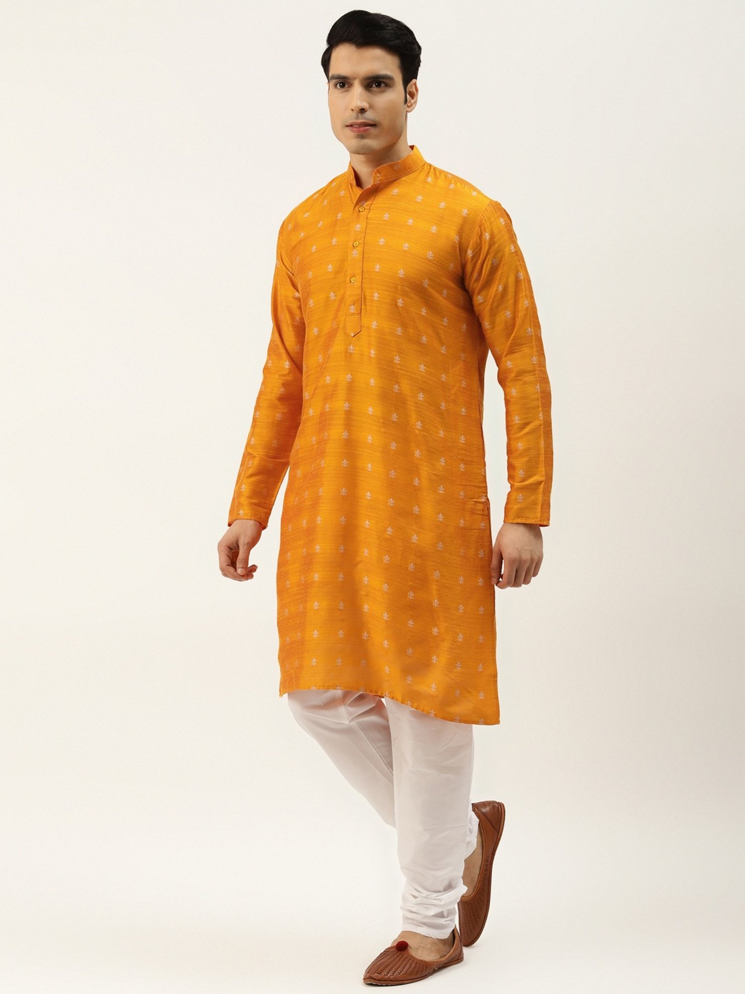 Sojanya Orange Regular Fit Embroidered Kurta Set With Jacket