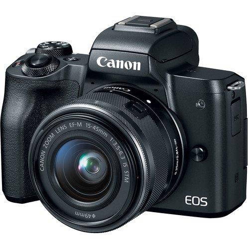 Canon EOS M50 Mirrorless Digital Camera with 15-45mm Lens and 4K Video Bundle w/ Memory Cards, Digital Slave Flash, Spare Battery + More - Intl Model