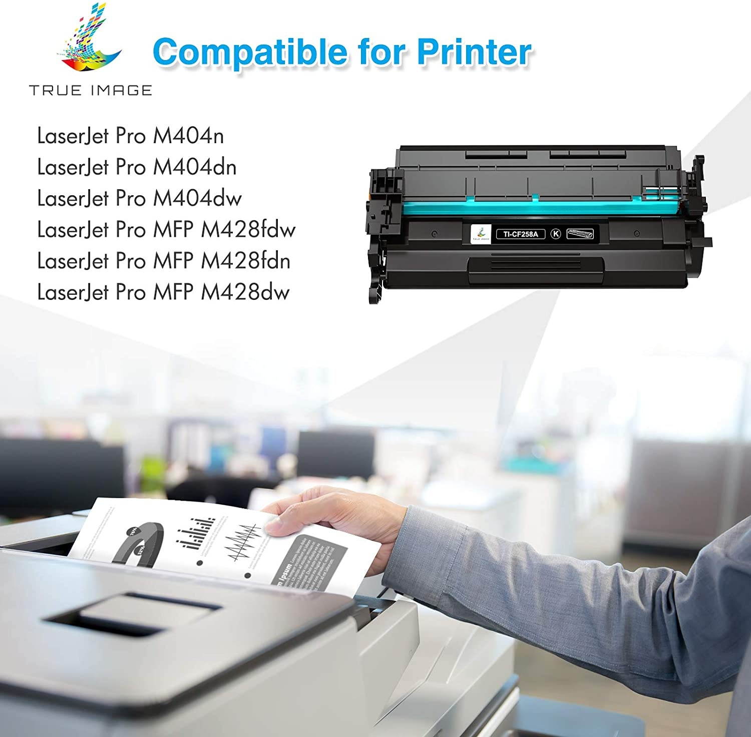 TRUE IMAGE Compatible Toner Cartridge Replacement for HP 58A CF258A CF258X 58X HP Laserjet Pro MFP M428fdw M404dn M404n M404dw M428fdn M428dw M404 M428 Printer Ink (Black, 1-Pack)